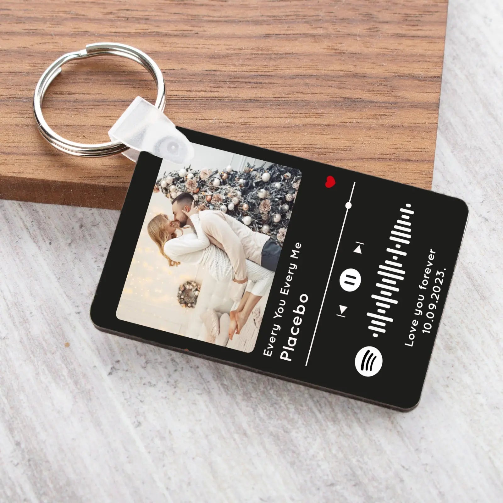 Personalised Spotify Code Keychain Plaque, Custom Engraved Acrylic Song Album Cover with Photo, Customized Music Picture Keyring 70X50mm - CushionPop