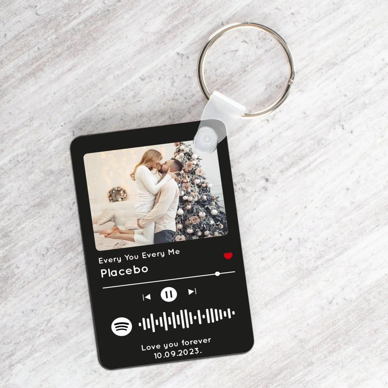 Personalised Spotify Code Keychain Plaque, Custom Engraved Acrylic Song Album Cover with Photo, Customized Music Picture Keyring 70X50mm - CushionPop