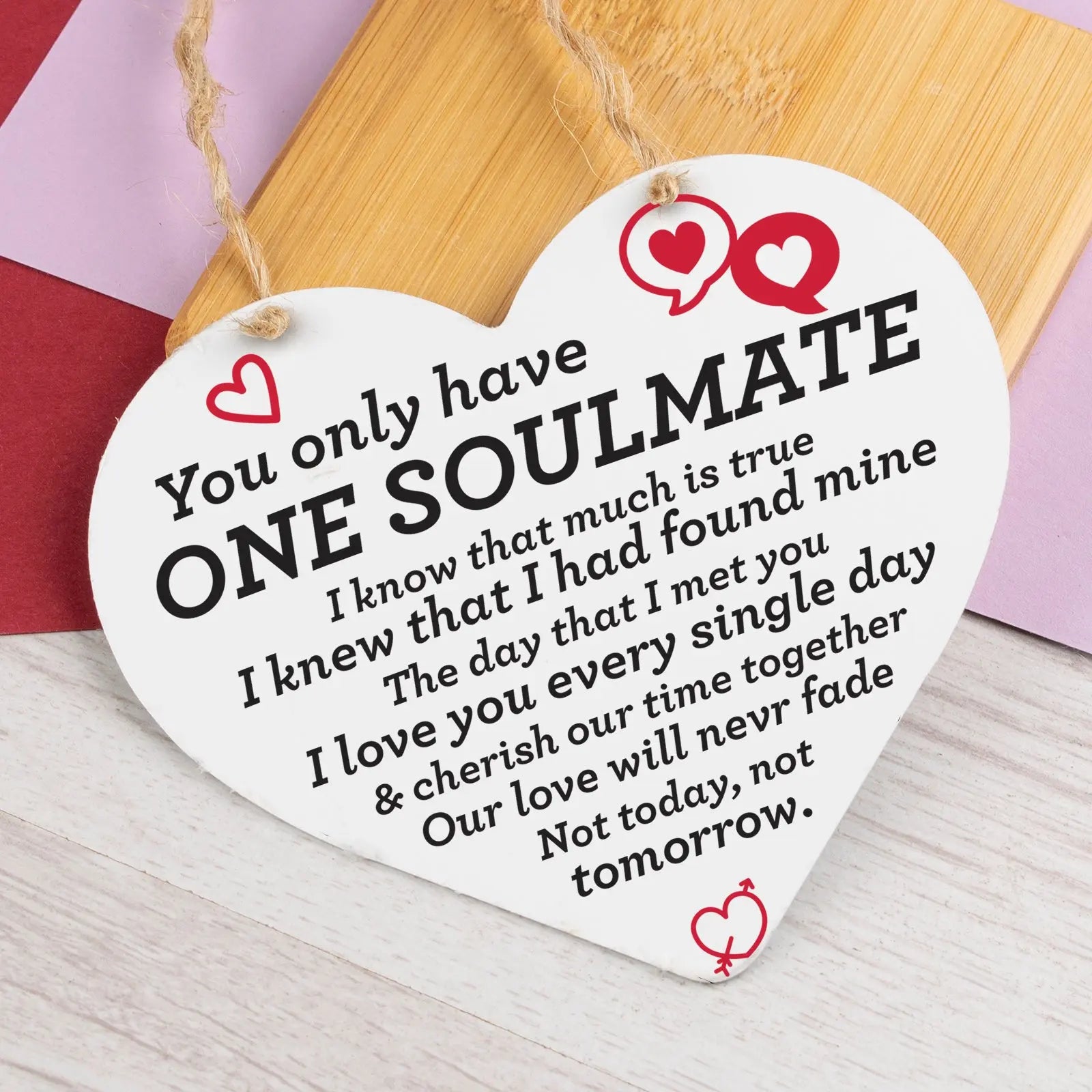 First Valentines Hanging Sign Gift Girlfriend Boyfriend For Him Her SOULMATE