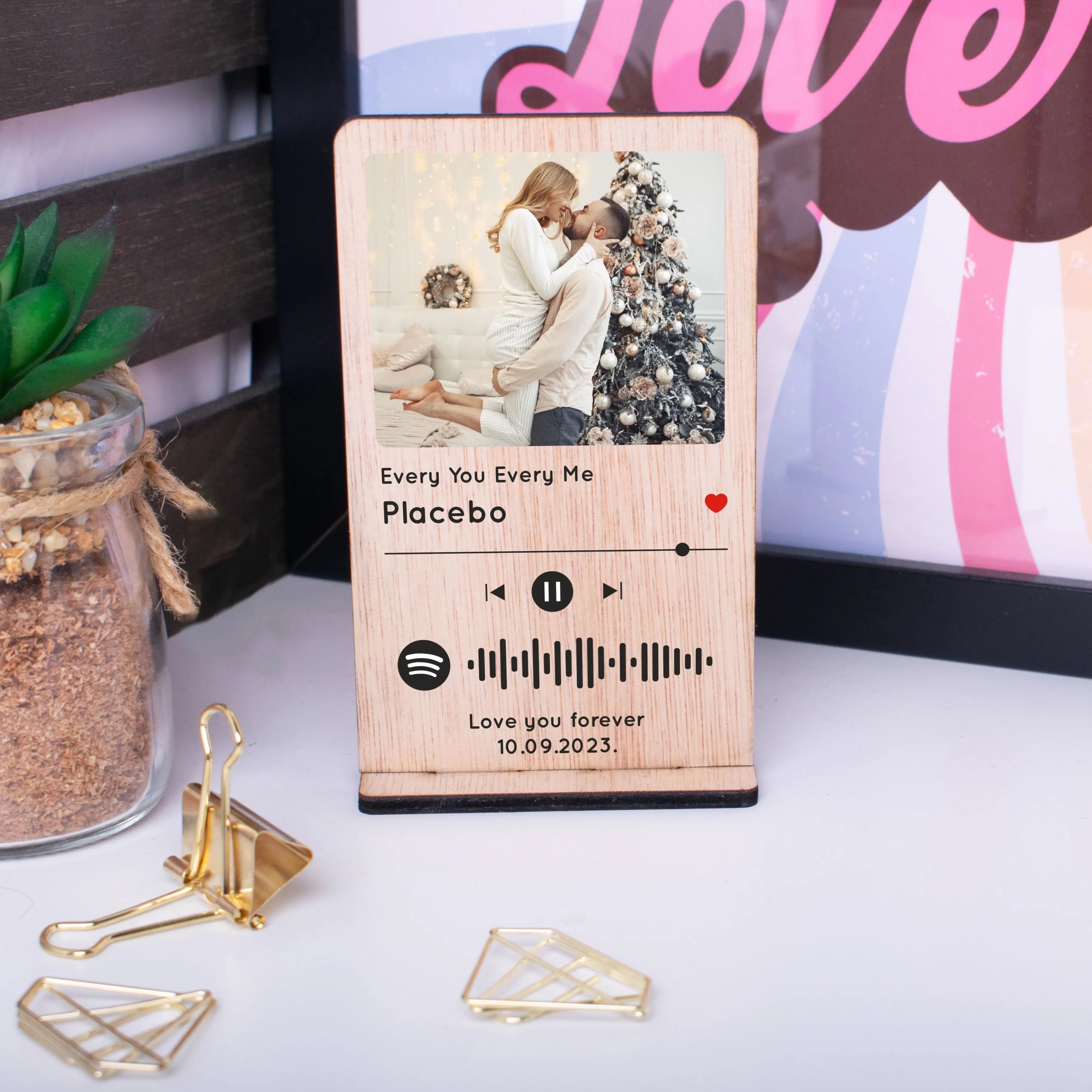 Personalised Spotify Code Acrylic Plaque, Custom Printed Acrylic Song Album Cover with Photo, Customised Music Picture Plaque - CushionPop