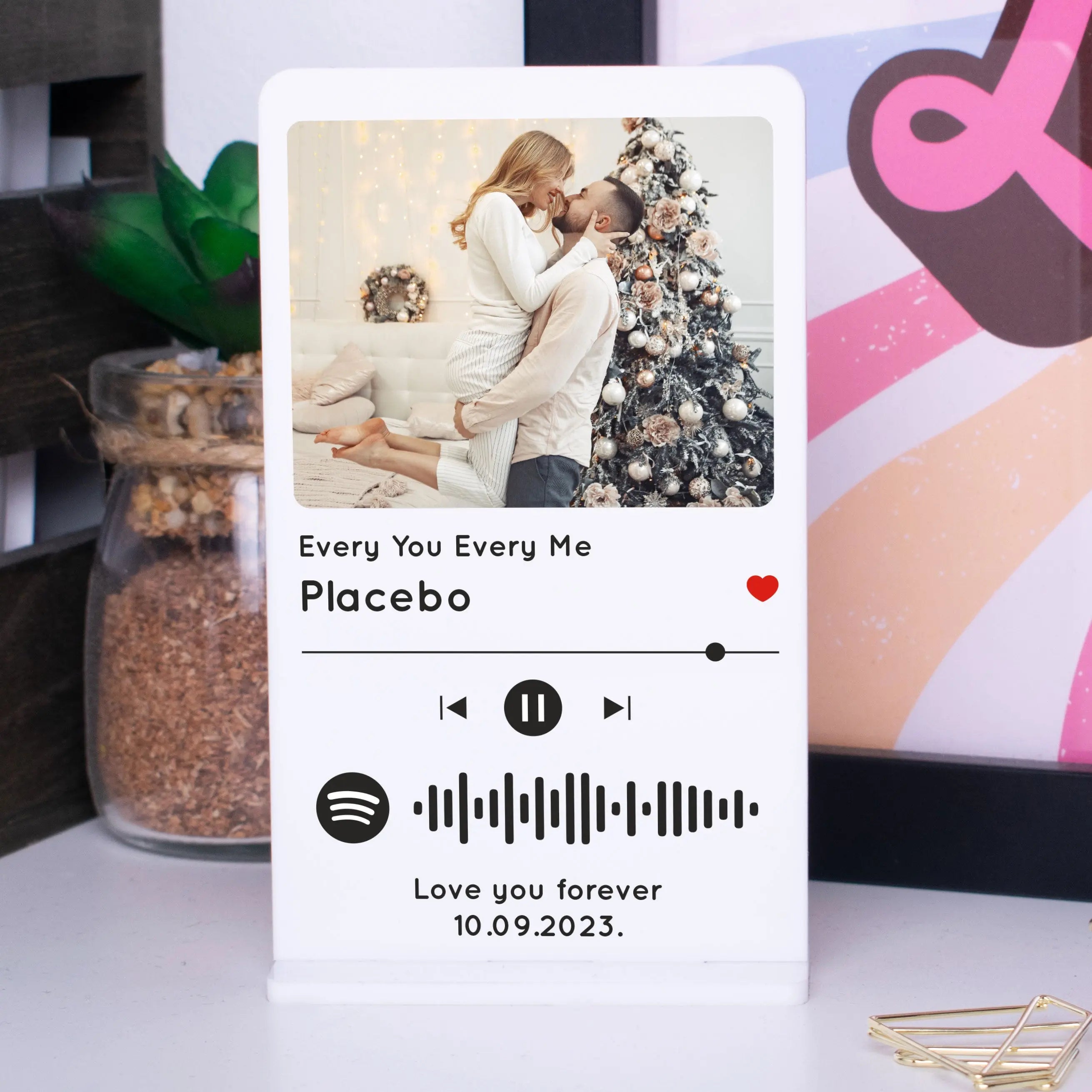 Personalised Spotify Code Acrylic Plaque, Custom Printed Acrylic Song Album Cover with Photo, Customised Music Picture Plaque - CushionPop