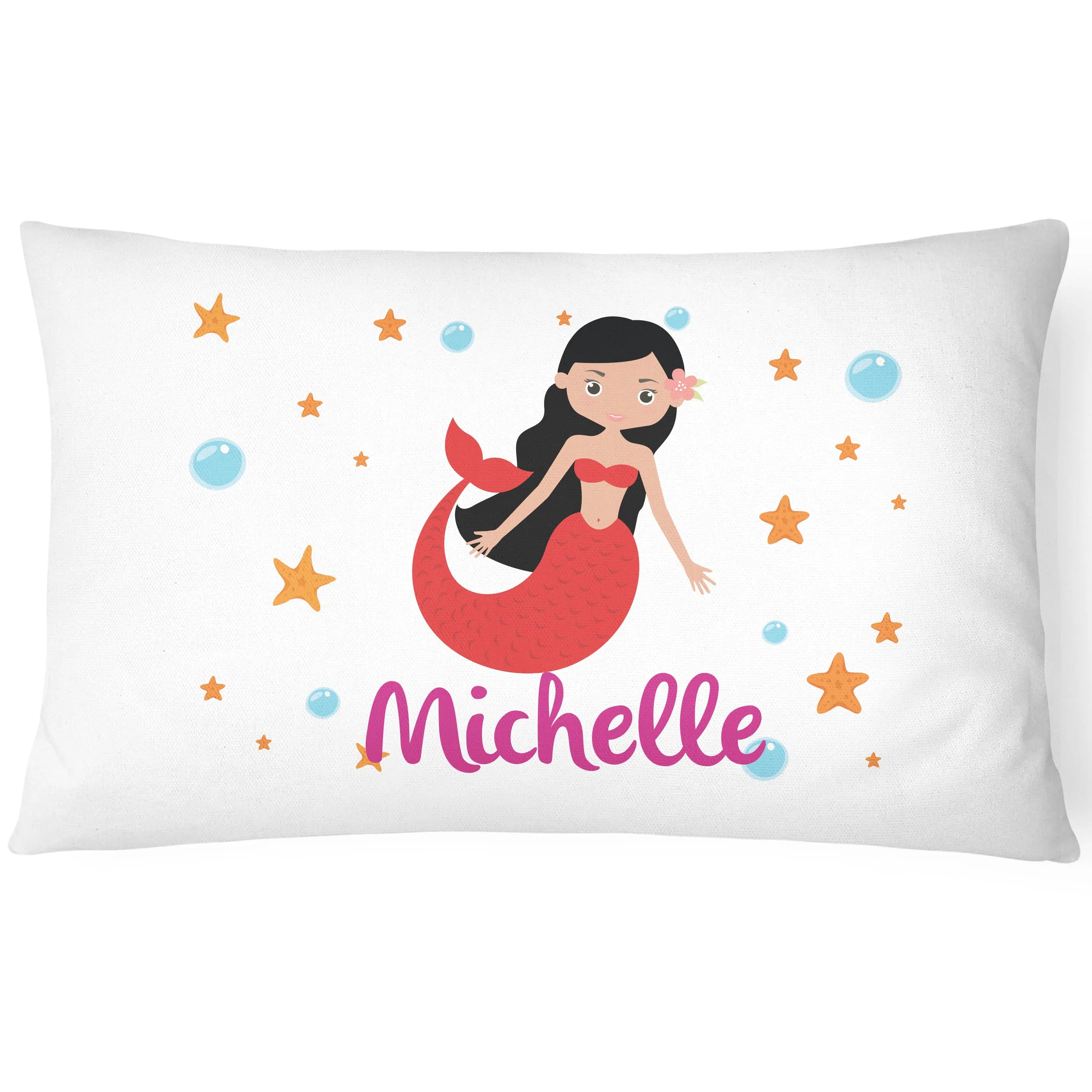 Personalised Mermaid Pillowcase - Red - CushionPop