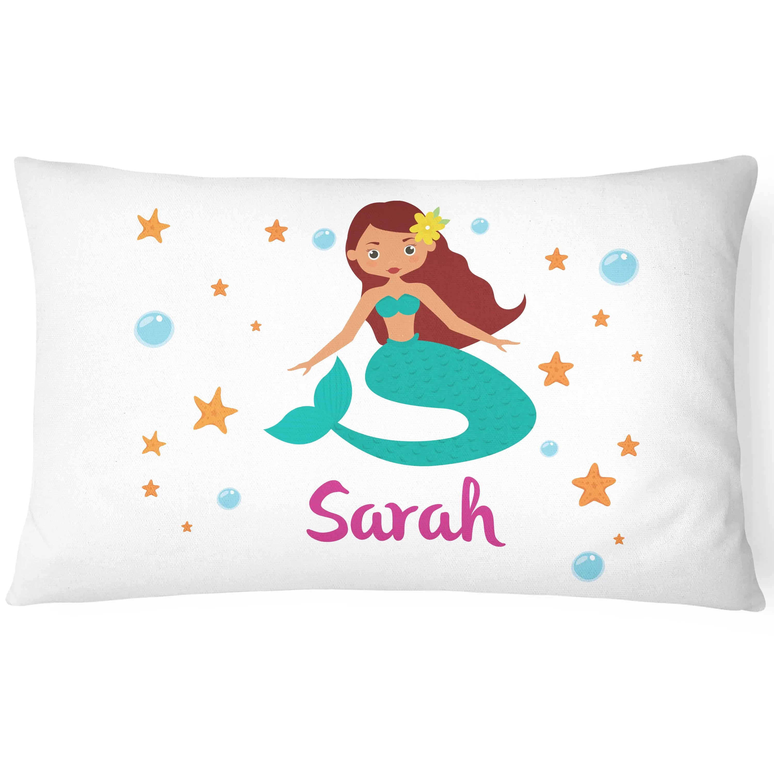 Personalised Mermaid Pillowcase - Brown Hair - CushionPop
