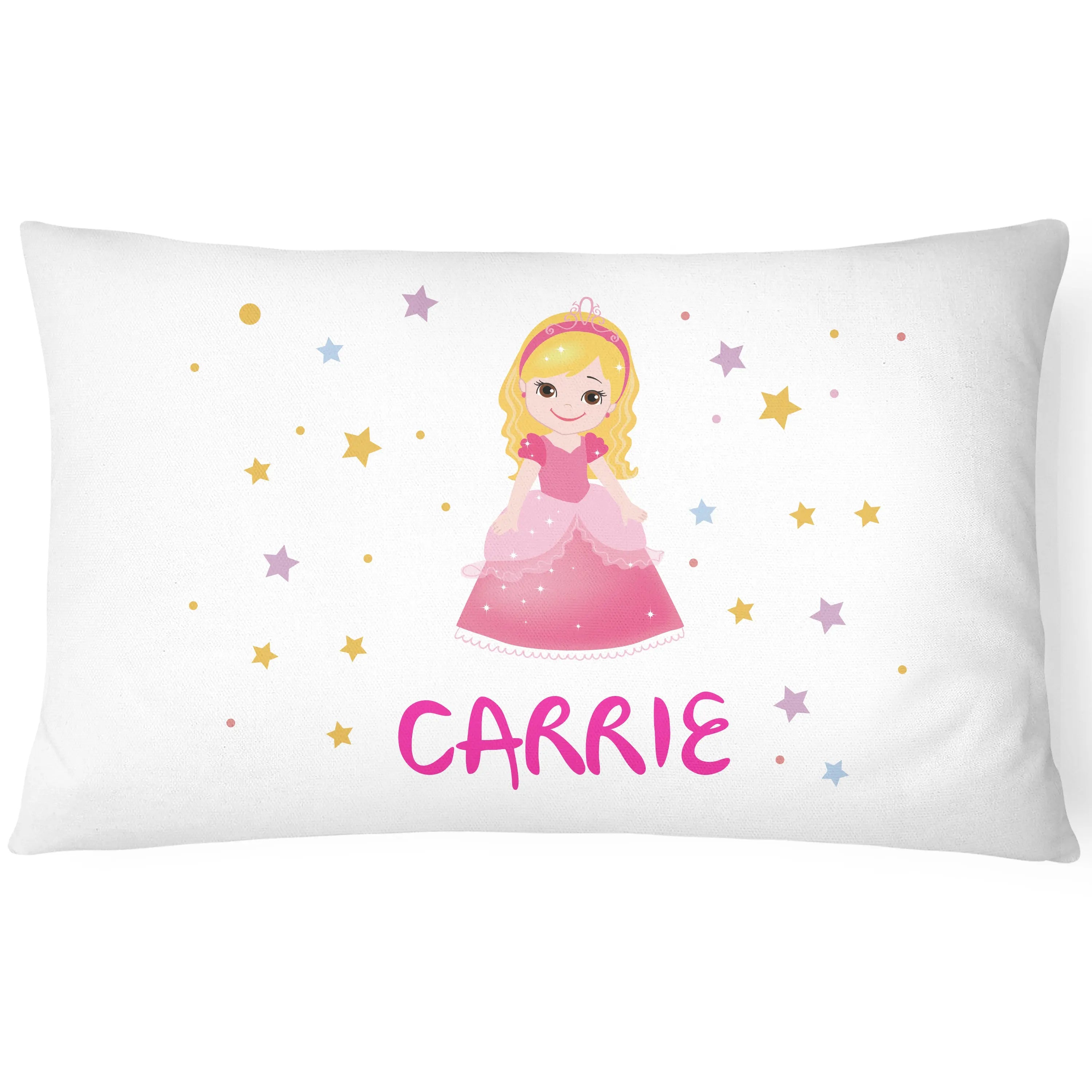 Personalised Princess Pillowcase - Pink Stars - CushionPop