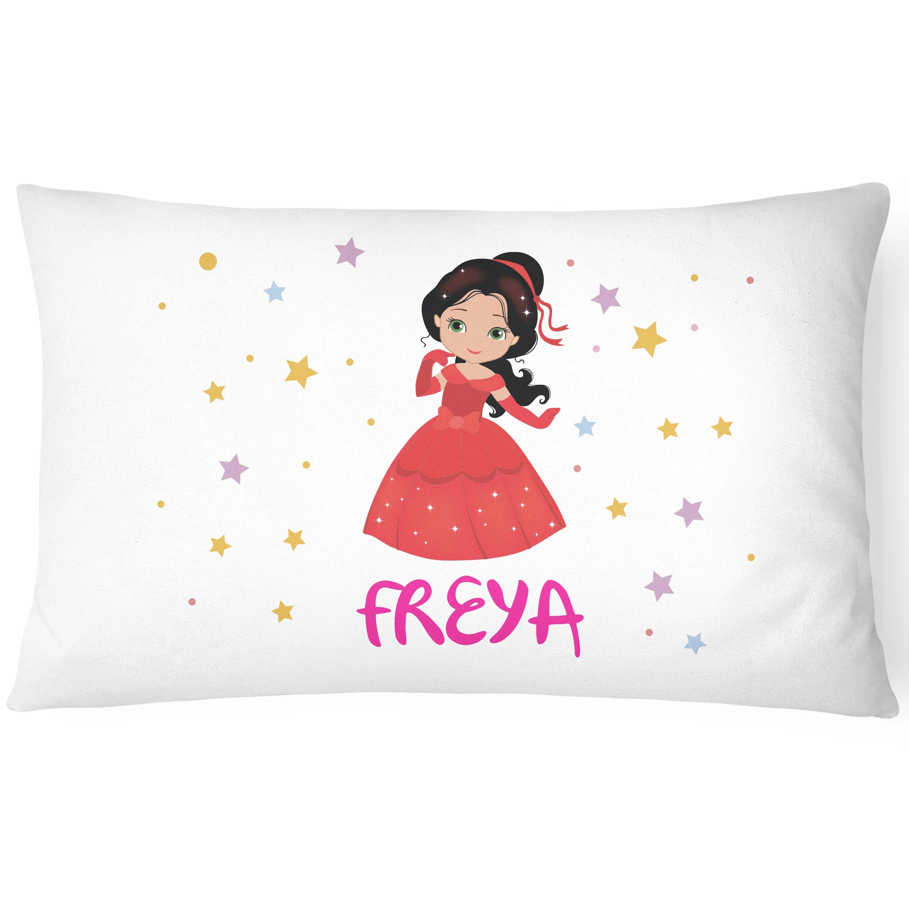 Personalised Princess Pillowcase - Red Dress - CushionPop
