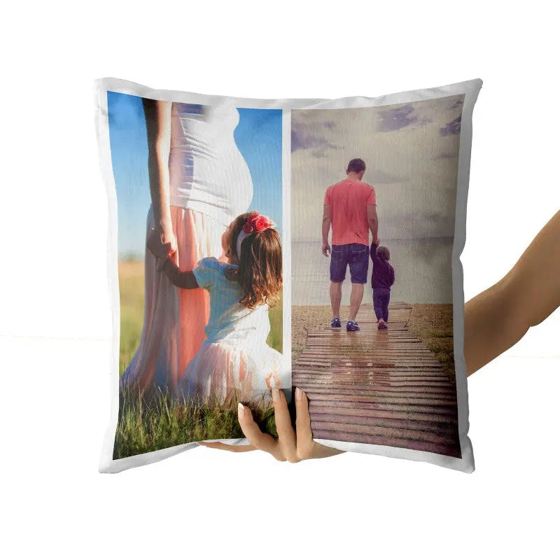 Personalisierter Kissenbezug im Collage-Stil, 40 x 40 cm, Fotokissen – 2 Bilder