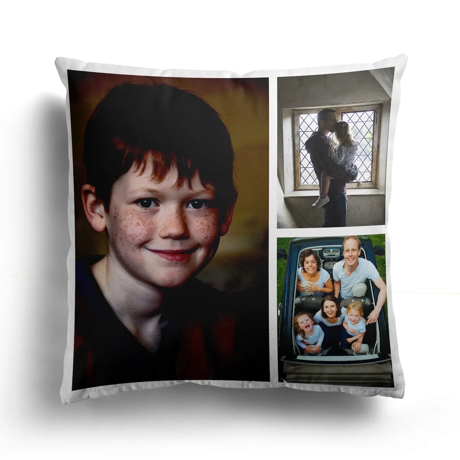 Personalisierter Kissenbezug im Collage-Stil, 40 x 40 cm, Fotokissen – 3 Bilder