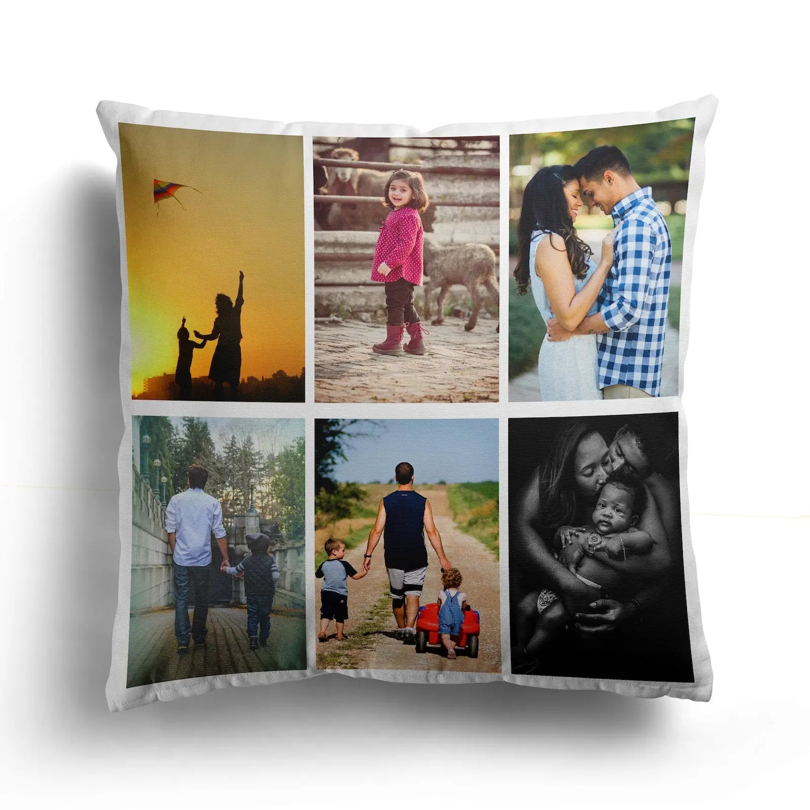 Personalisierter Kissenbezug im Collage-Stil, 40 x 40 cm, Fotokissen – 6 Bilder