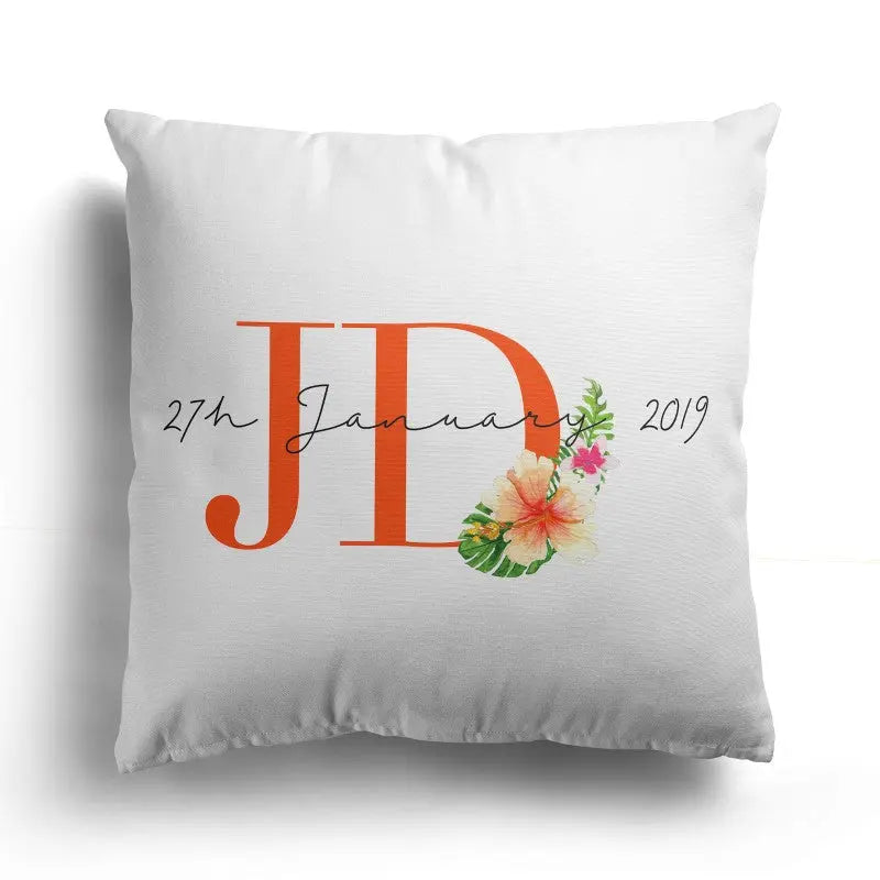 Personalised Initials Cushion Cover - Perfect Gift - Home Décor - 40 x 40 cm- Orange