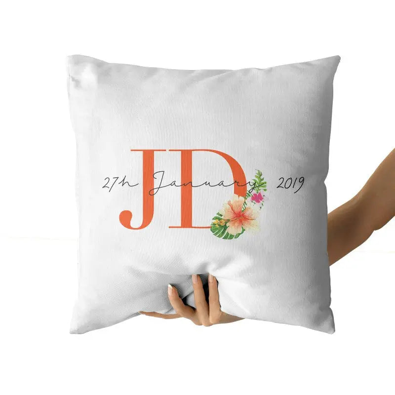 Personalised Initials Cushion Cover - Perfect Gift - Home Décor - 40 x 40 cm- Orange