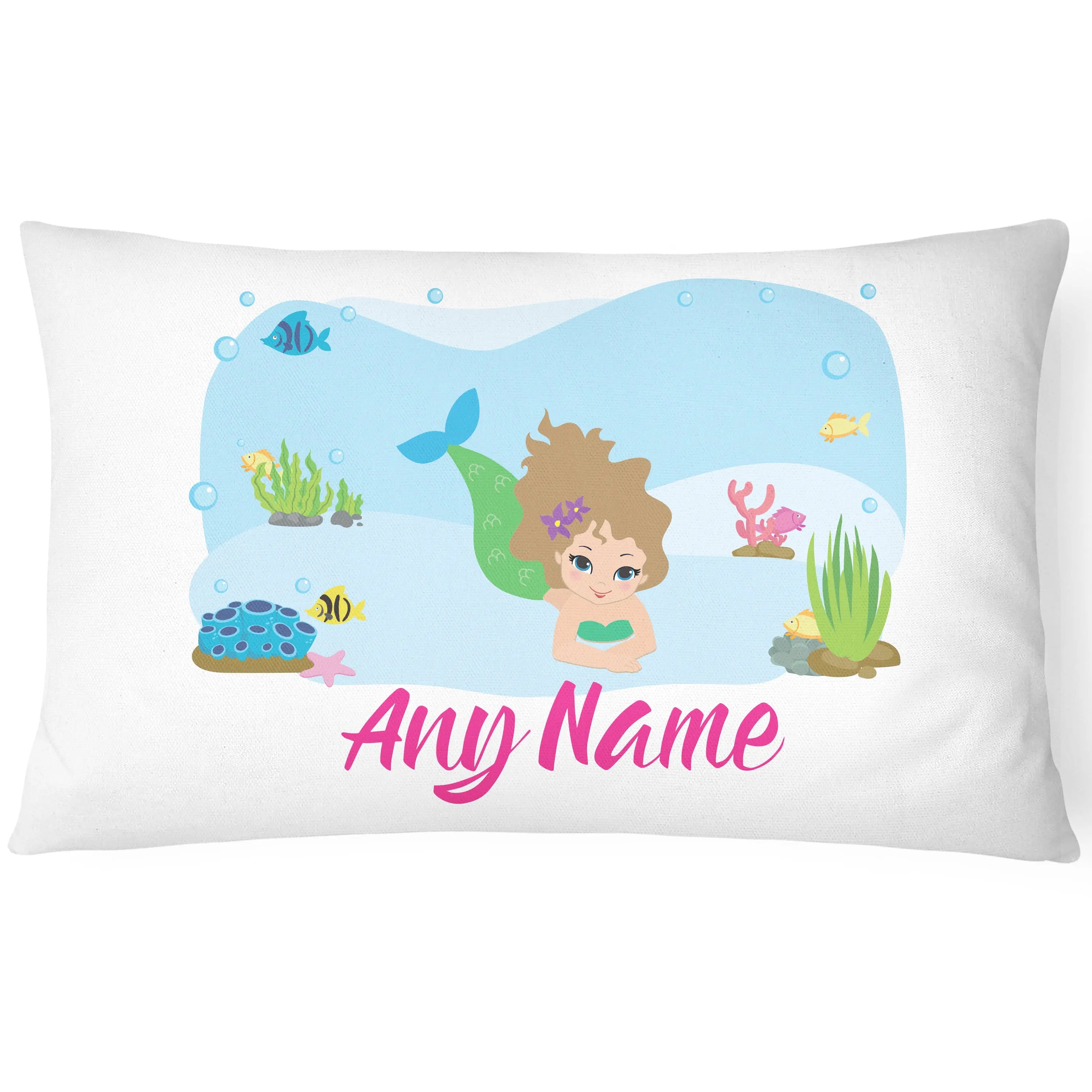 Personalised Mermaid Pillow Case Printed Gift Children Custom Print - Blonde Hair - CushionPop
