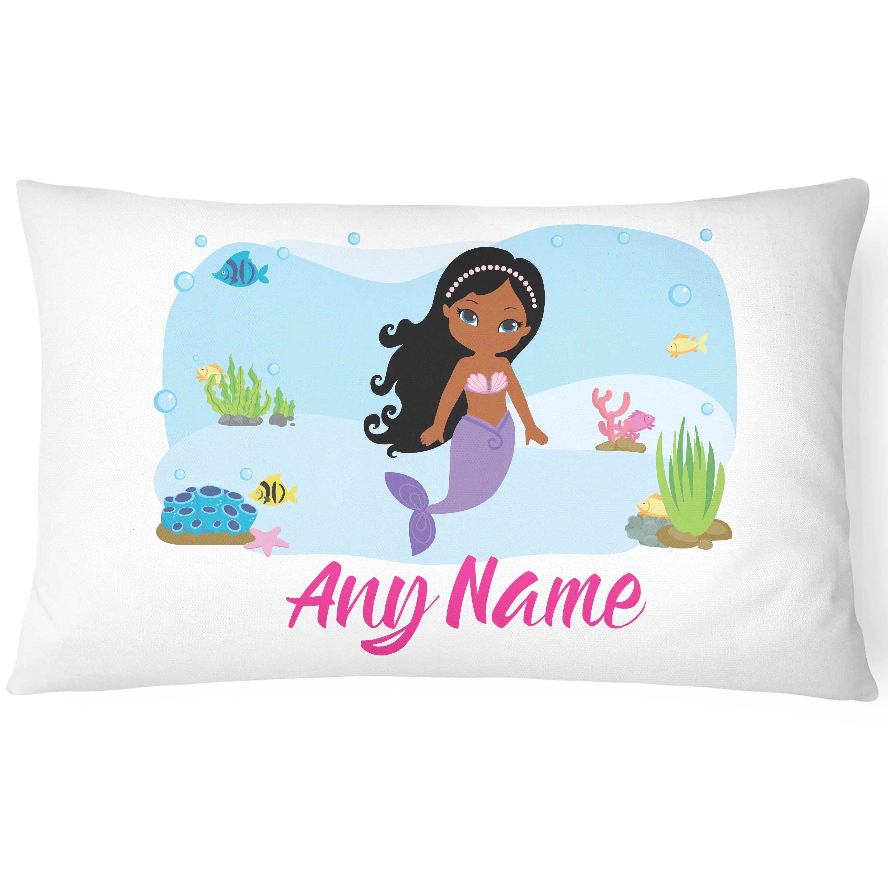 Personalised Mermaid Pillow Case Printed Gift Children Custom Print - Purple