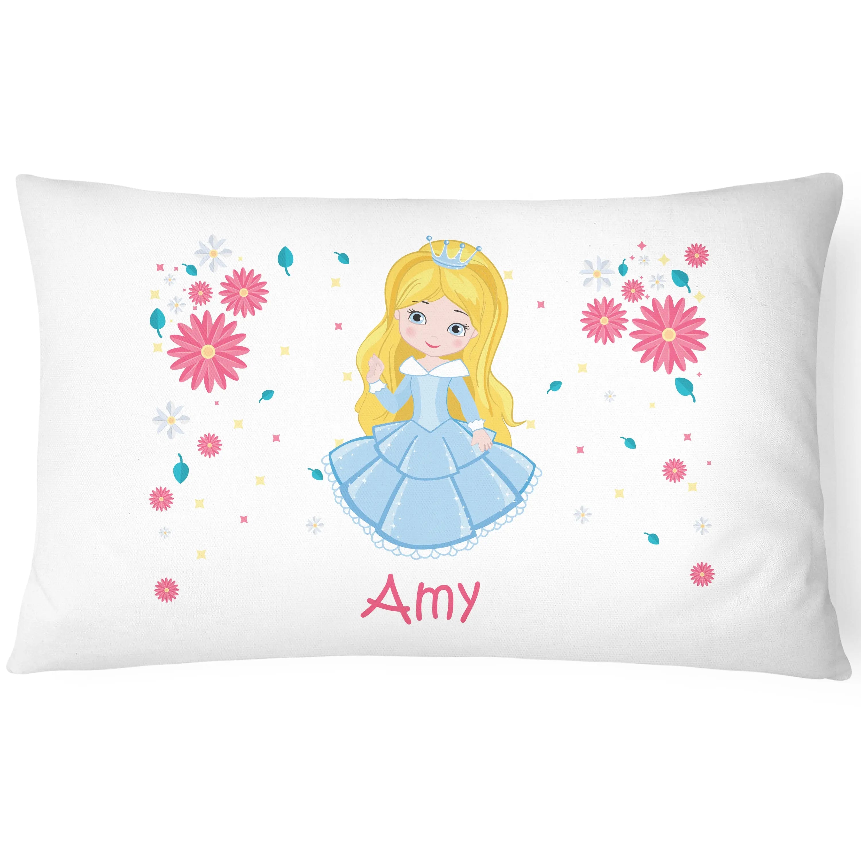 Personalised Princess Pillowcase Children Printed Gift  - Blue Dress - CushionPop