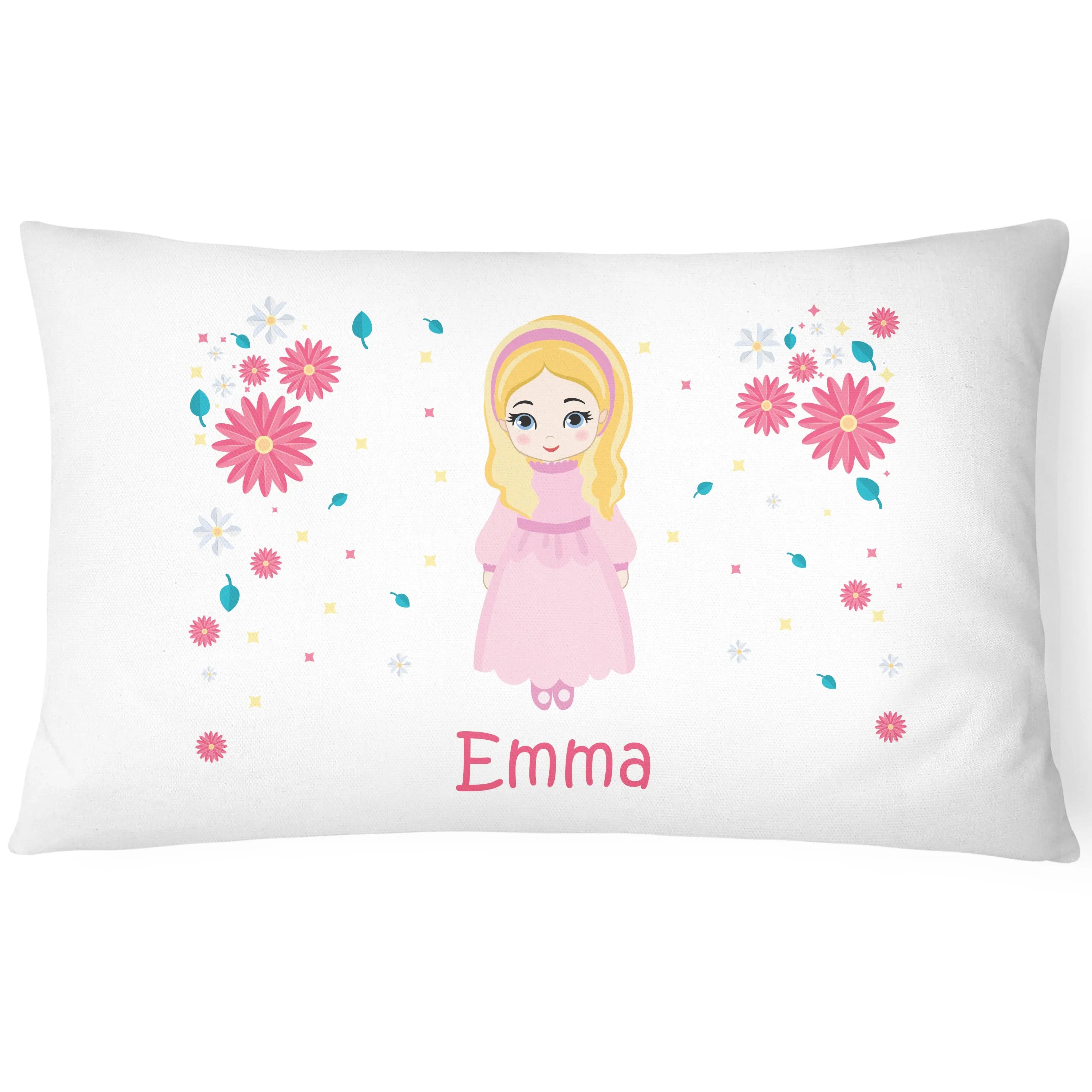 Personalised Princess Pillowcase Children Printed Gift Custom Print - Light Pink