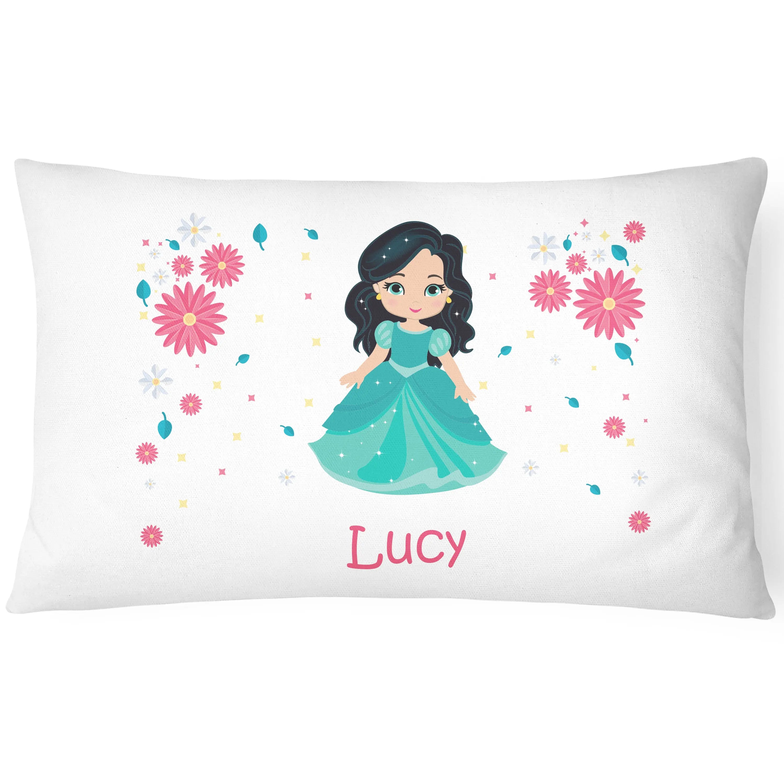 Personalised Princess Pillowcase Children Printed Gift Custom Print  - Green