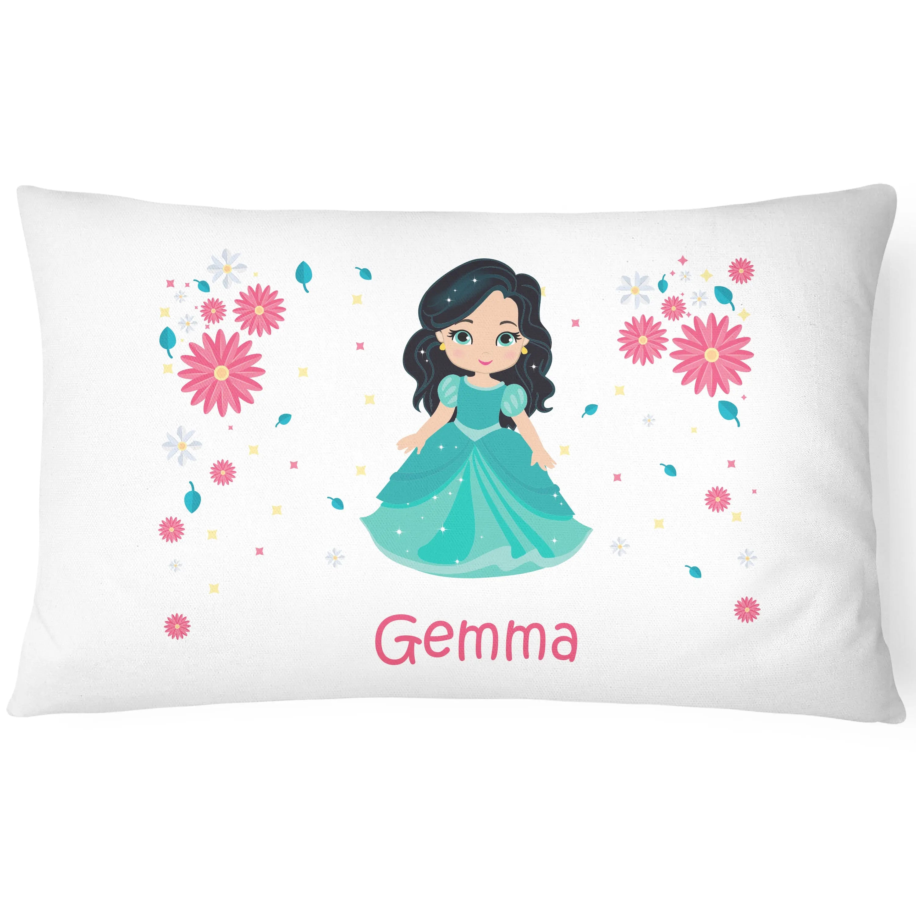Personalised Princess Pillowcase Children Printed Gift Custom Print  - Green - CushionPop