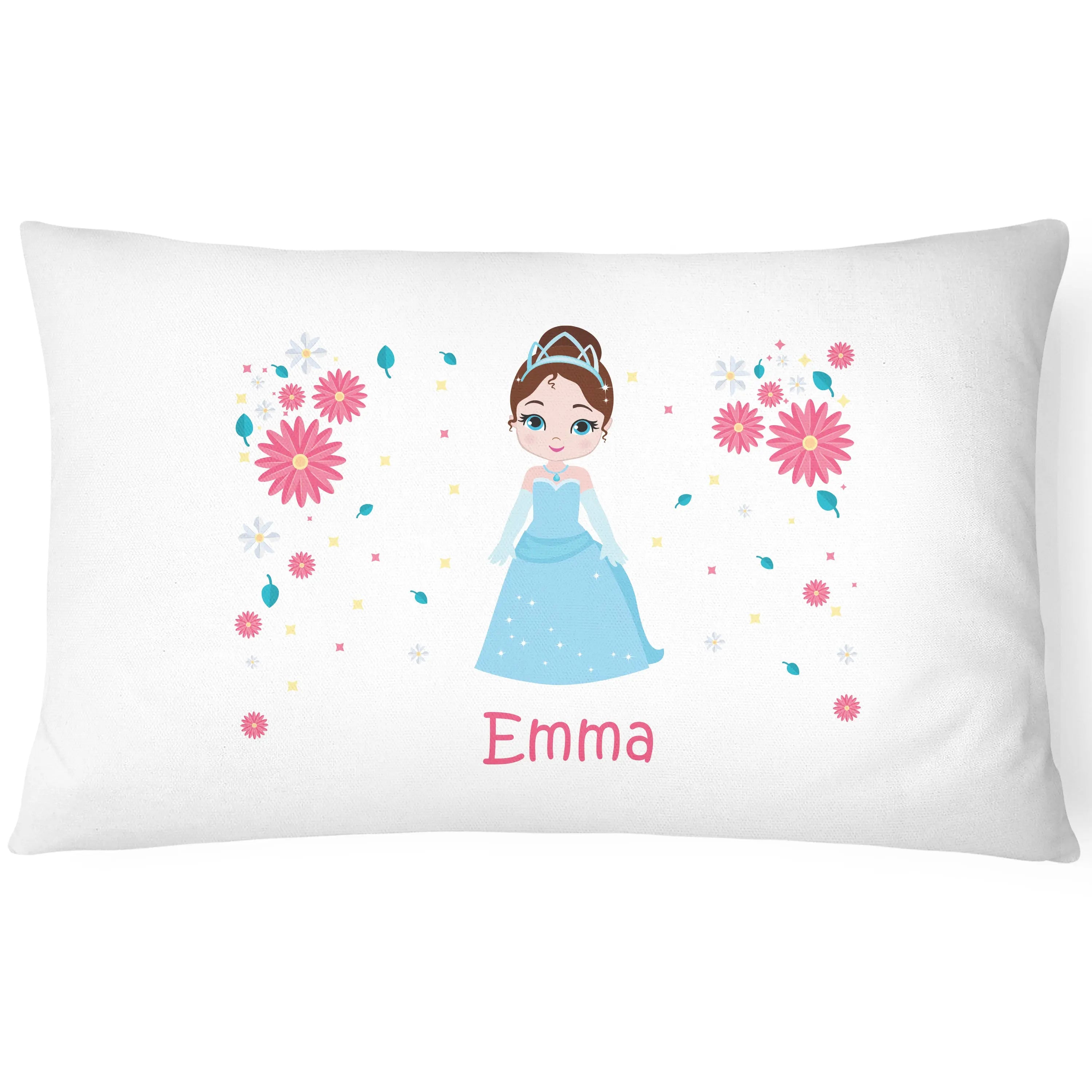 Personalised Princess Pillowcase Children Printed Gift Custom Print - Light Blue - CushionPop