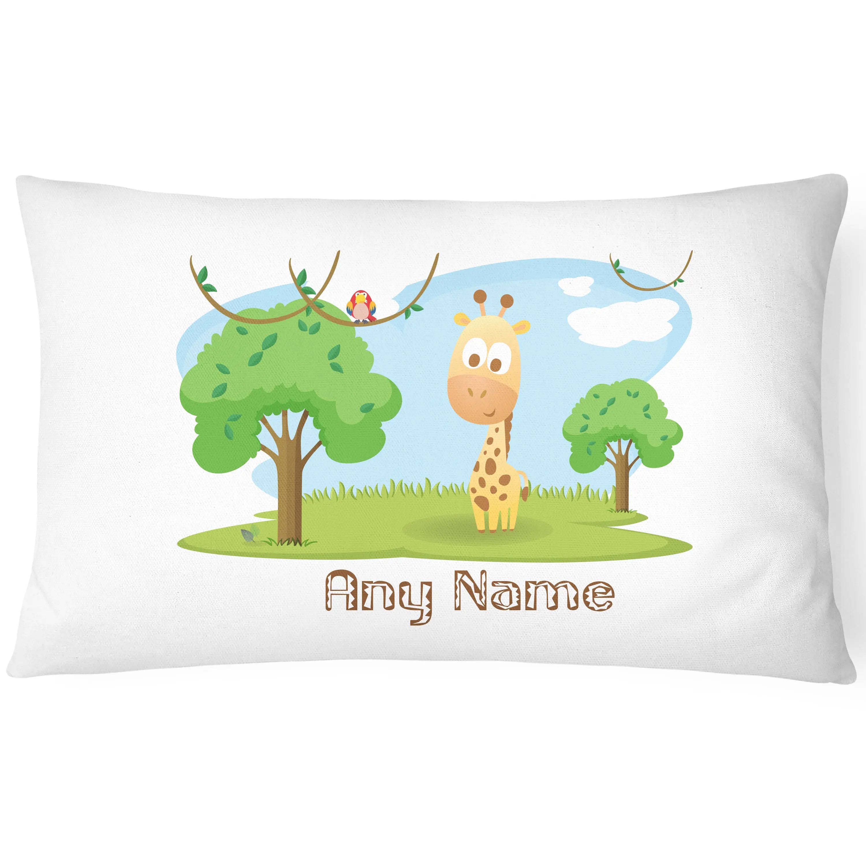 Cute Animal Zoo - Children's Pillowcase - Personalise with Any Name  Giraffe - CushionPop