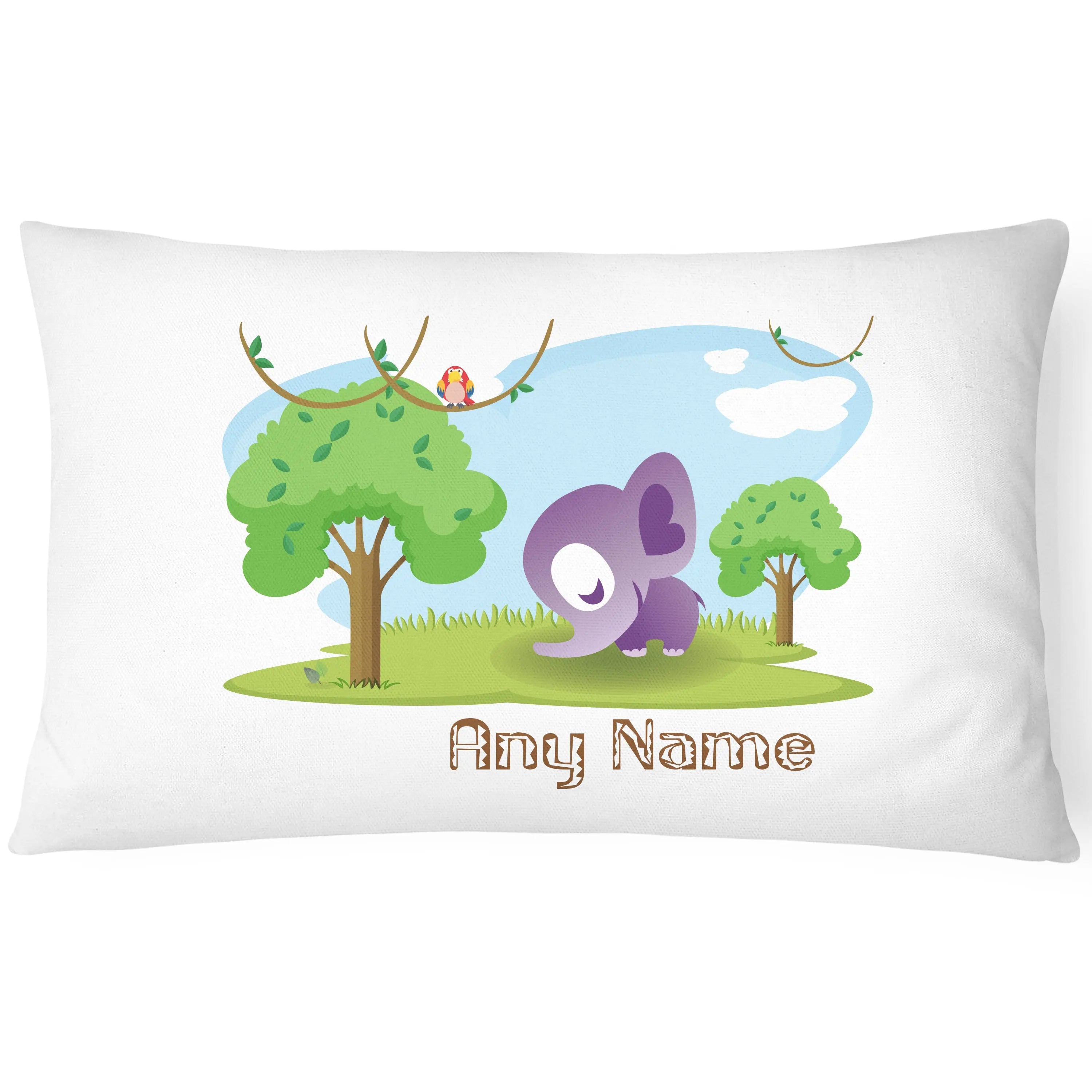 Cute Animal Zoo - Children's Pillowcase - Personalise with Any Name - Elephant