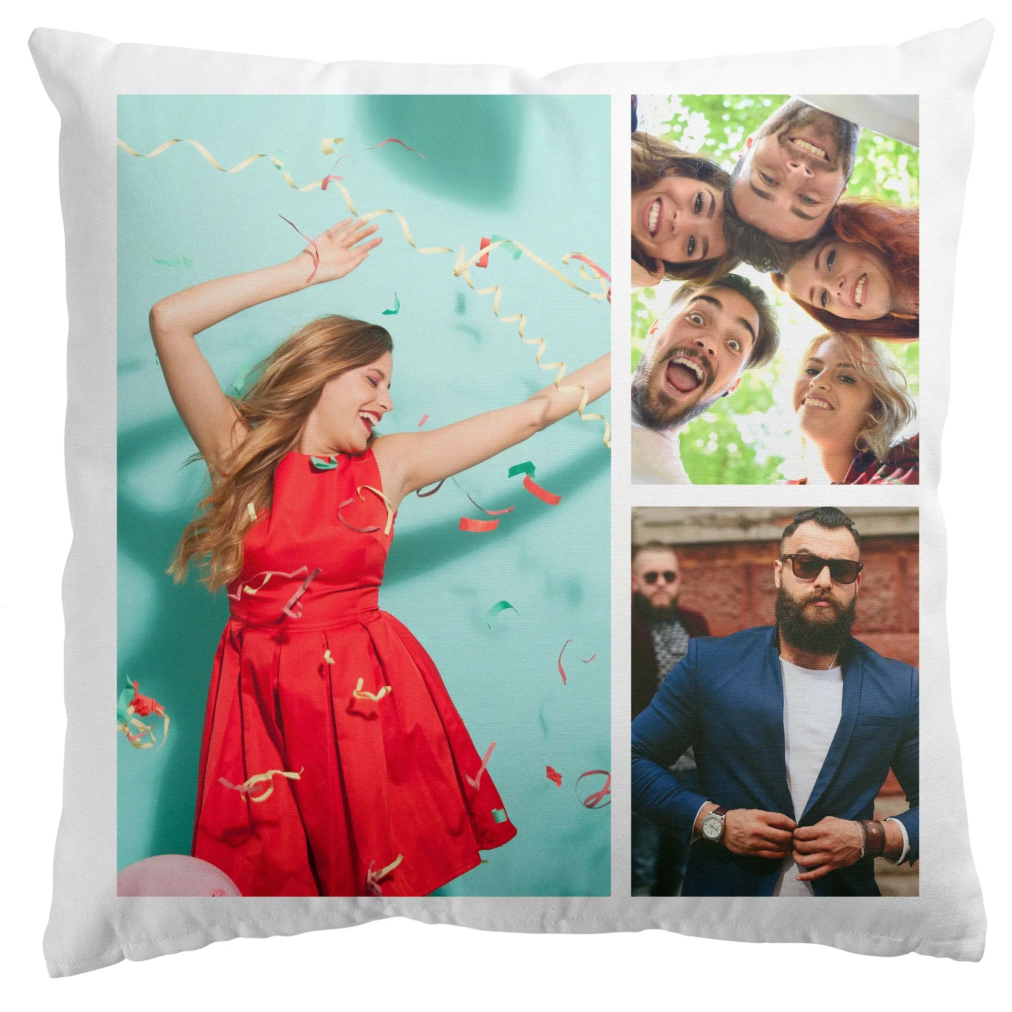 Personalisierter Kissenbezug im Collage-Stil, 40 x 40 cm, Fotokissen – 3 Bilder