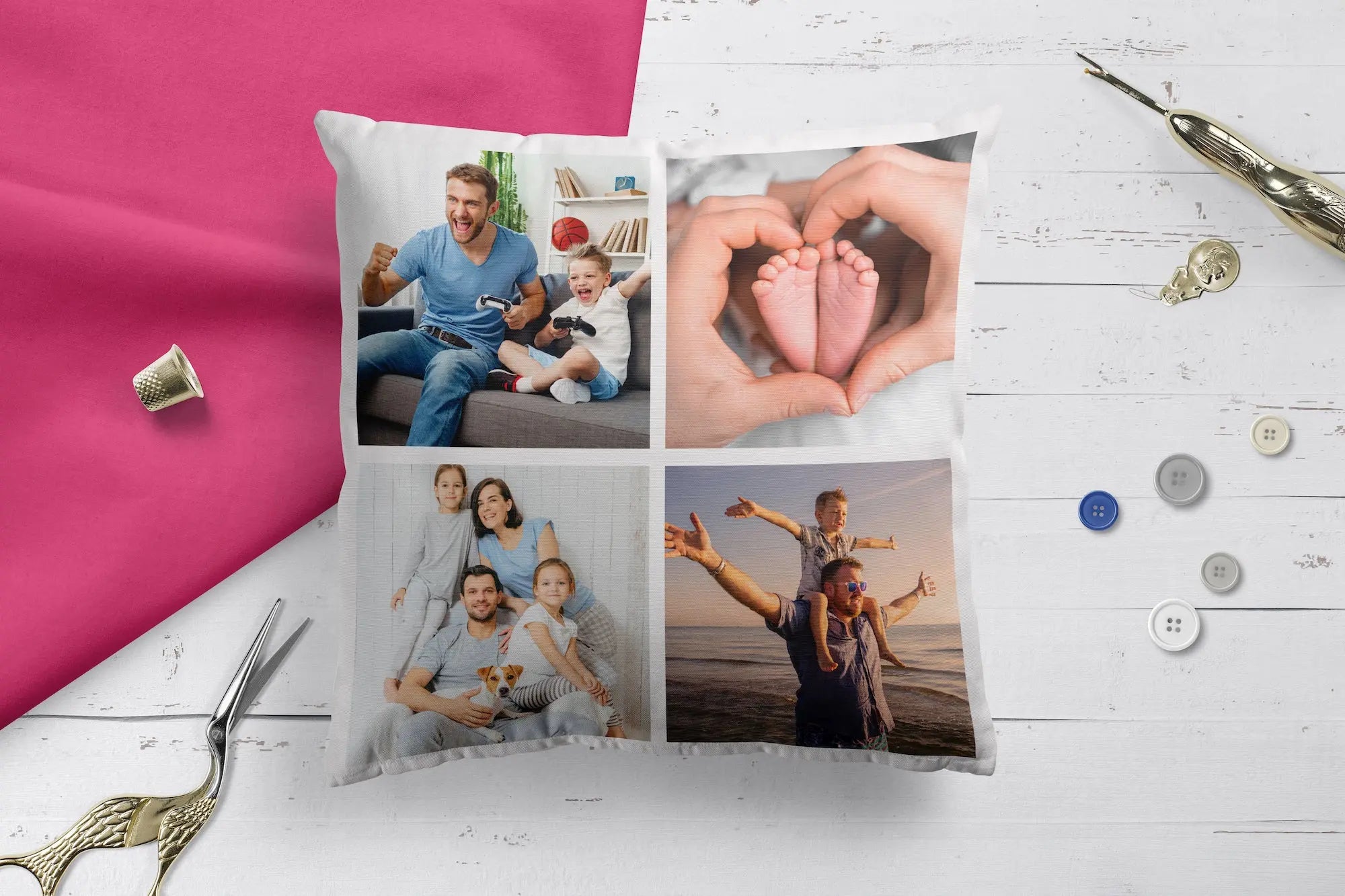 Personalised Collage Style  Cushion Cover  40x40cm  Photo Cushion - 4 Images
