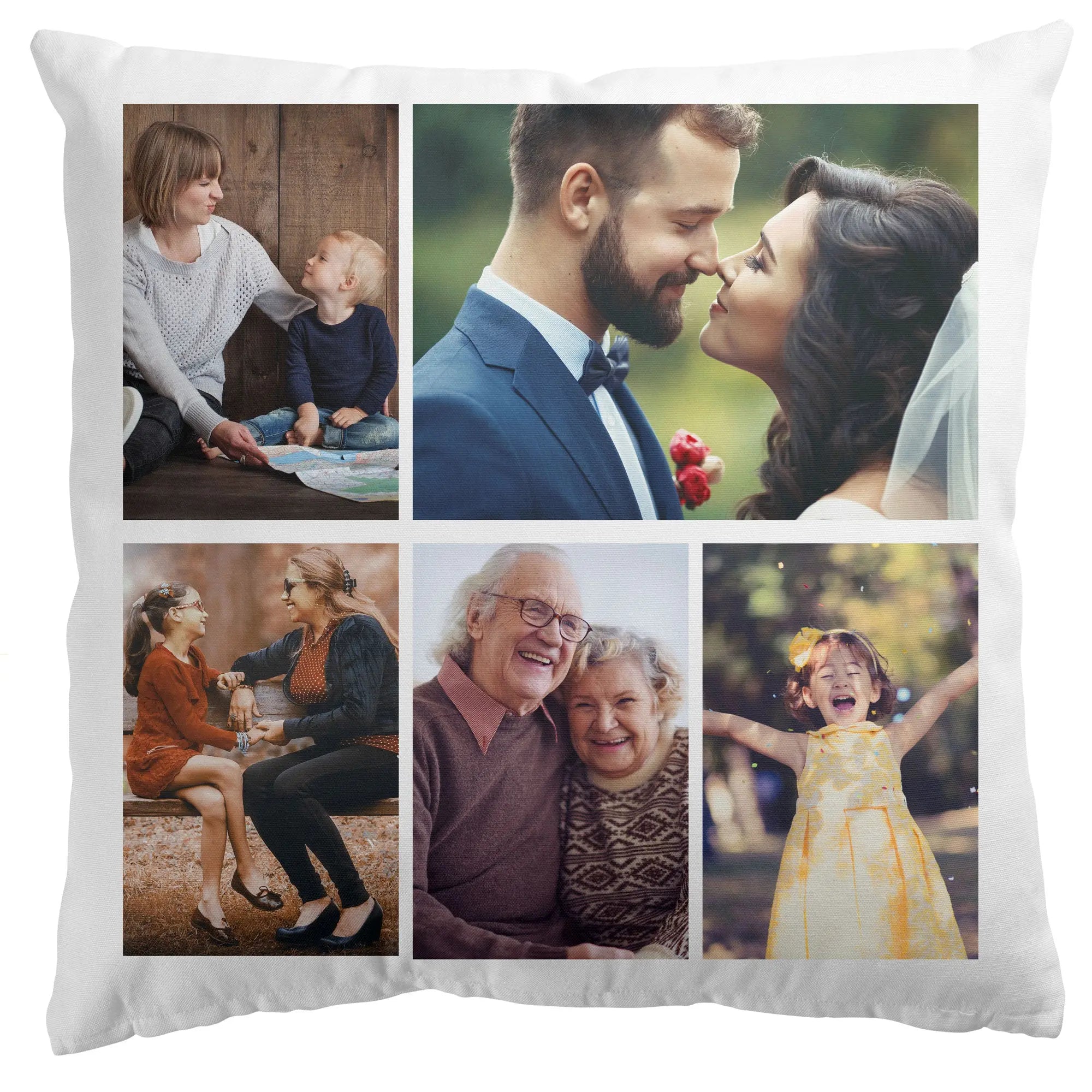 Personalised Collage Style  Cushion Cover  40x40cm  Photo Cushion - 5 Images - CushionPop
