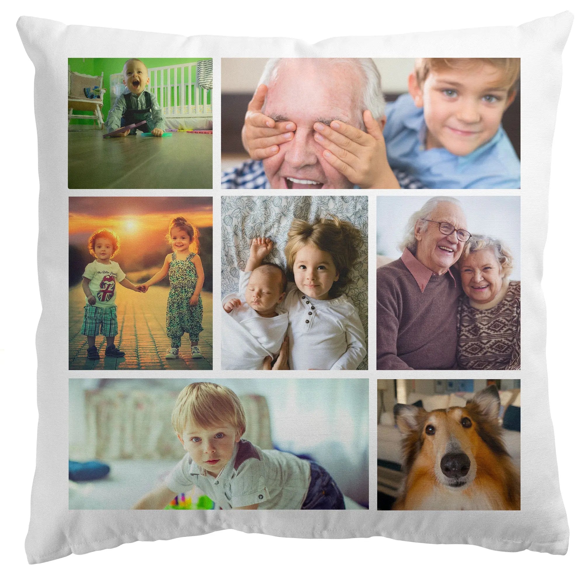 Personalised Collage Style Cushion Cover  40x40cm Photo Cushion - 7 Images - CushionPop