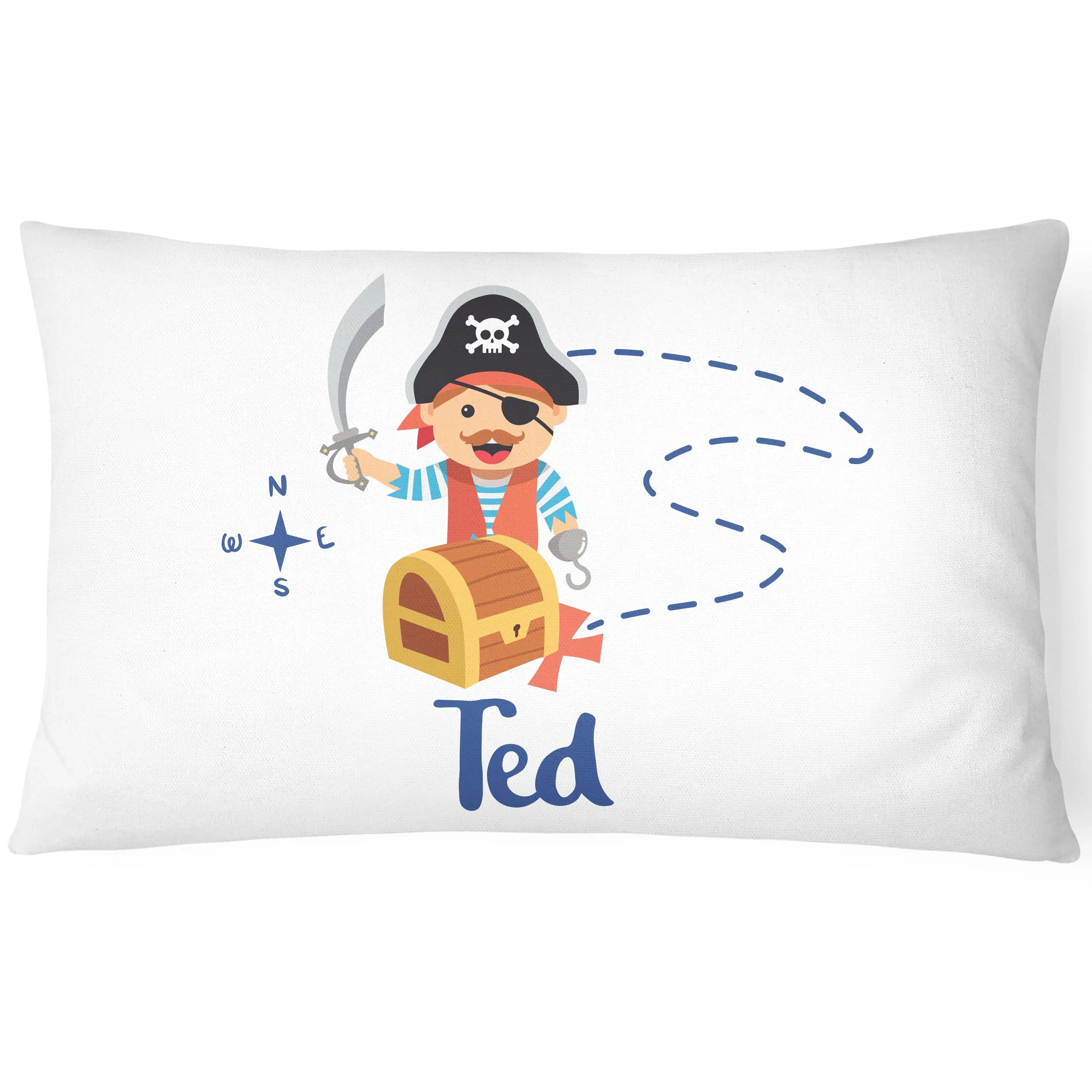 Pirate Pillowcase for Kids - Personalise With Any Name - Perfect Children's Gift - Orange - CushionPop