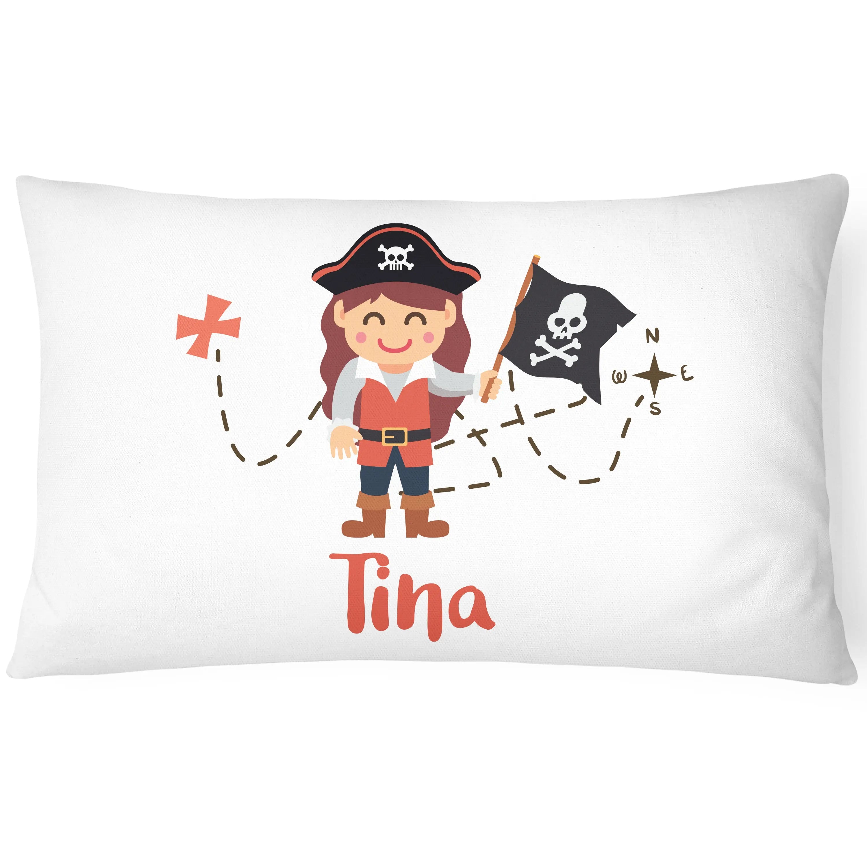 Pirate Pillowcase for Kids - Personalise With Any Name - Perfect Children's Gift - Red - CushionPop