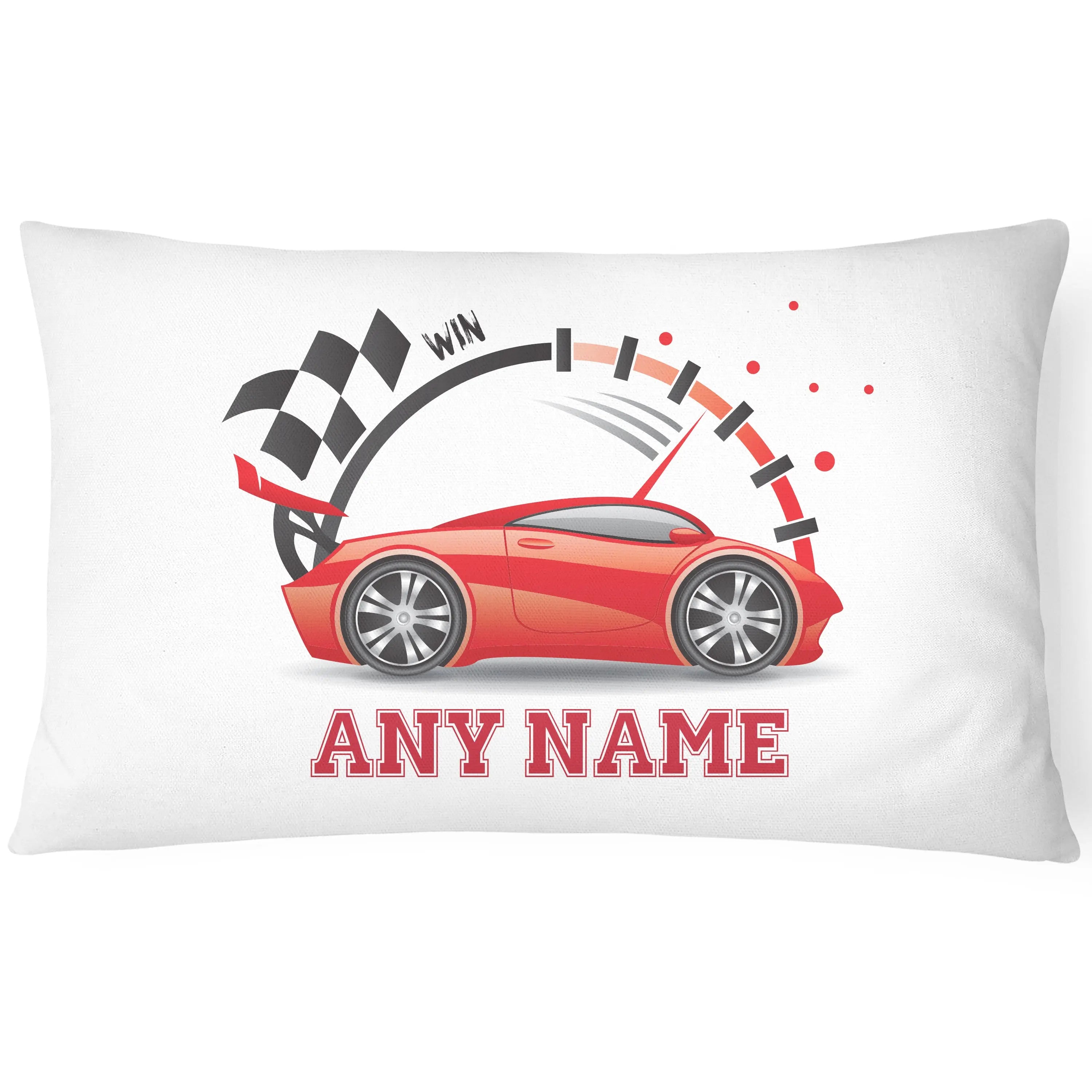 Race Car Pillowcase for Kids - Personalise With Any Name - Perfect Children's Gift - Racer - CushionPop