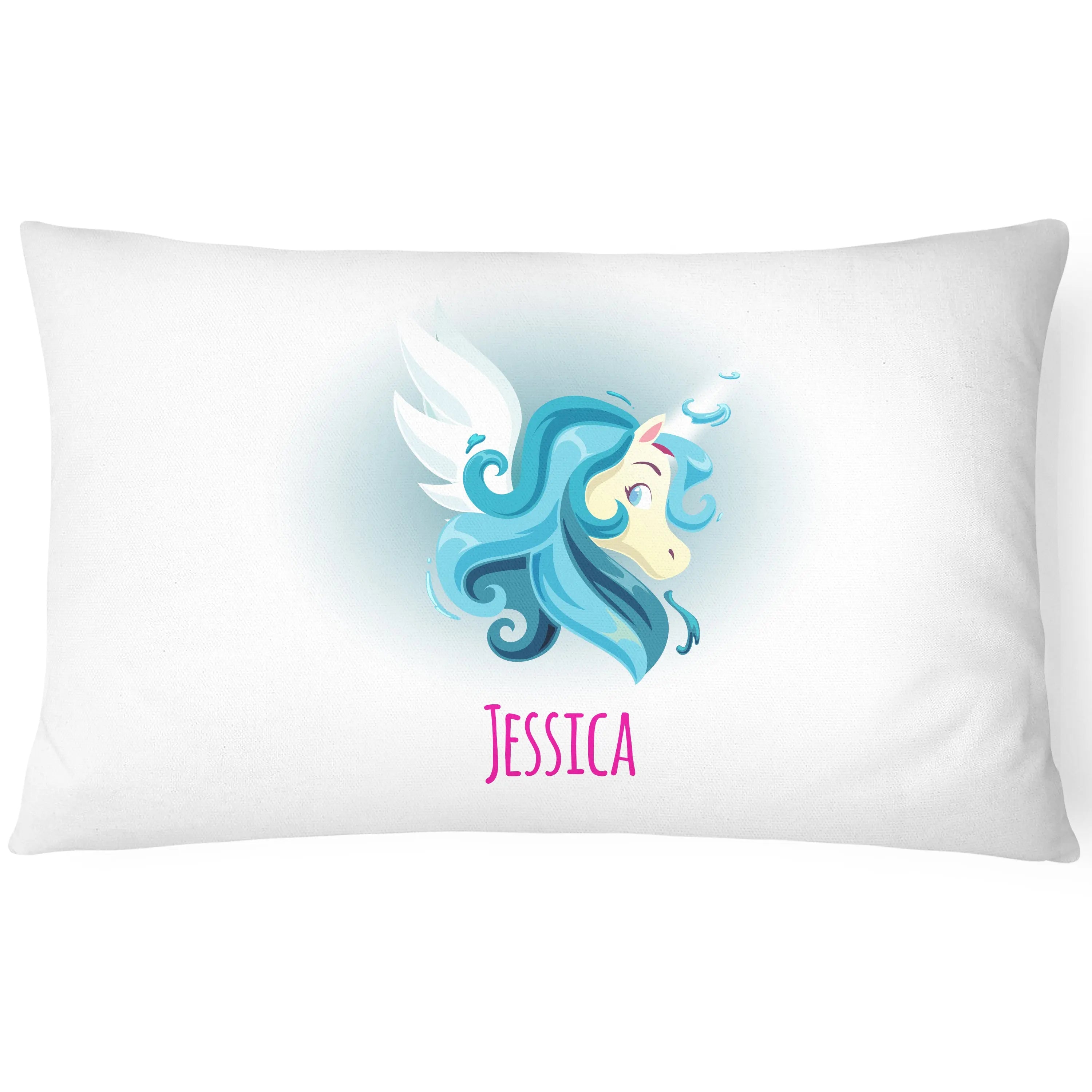 Unicorn Pillowcase Personalise - Perfect Gift - Blue - CushionPop