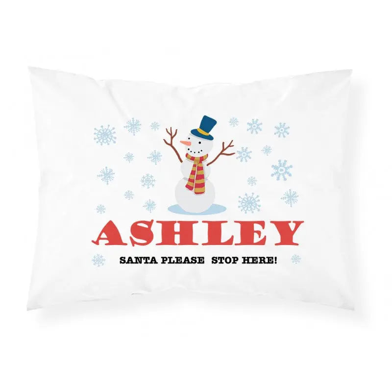 Christmas Pillowcase for Kids - Personalise With Any Name - Snowman - CushionPop