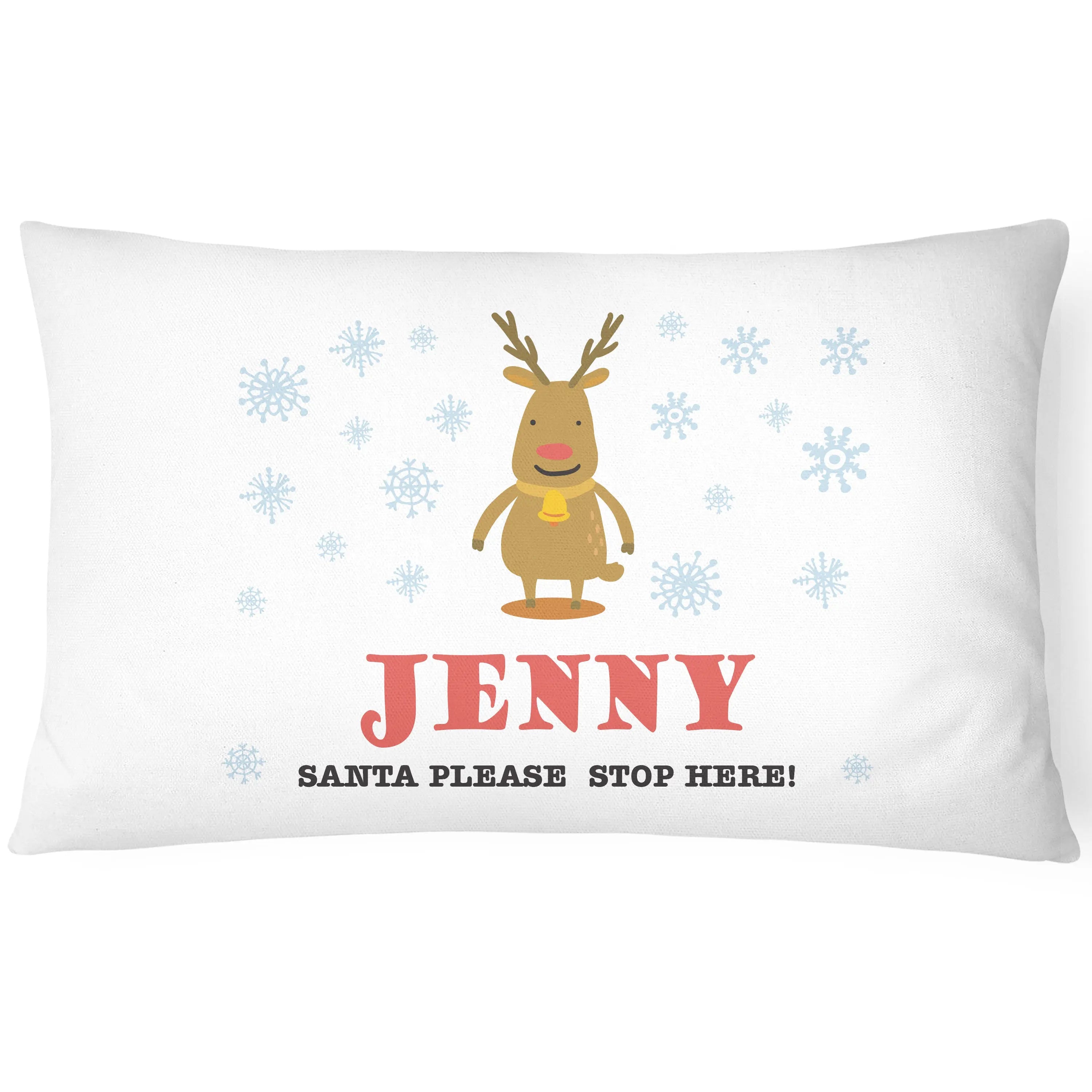 Christmas Pillowcase for Kids - Personalise With Any Name - Perfect Children's Gift - Reindeer - CushionPop