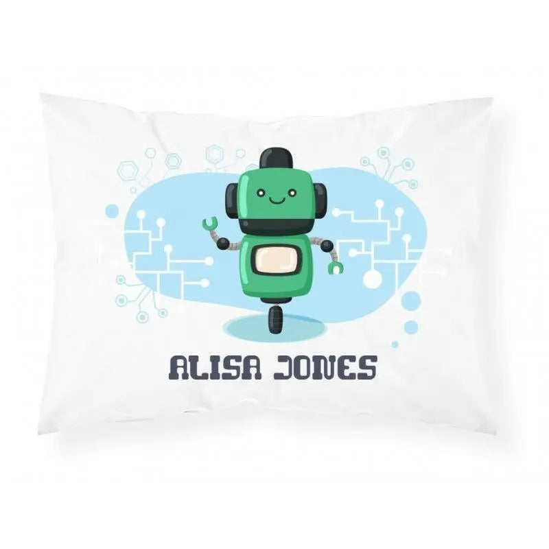 Personalised Robot Pillowcase Children Printed Gift Custom Print New