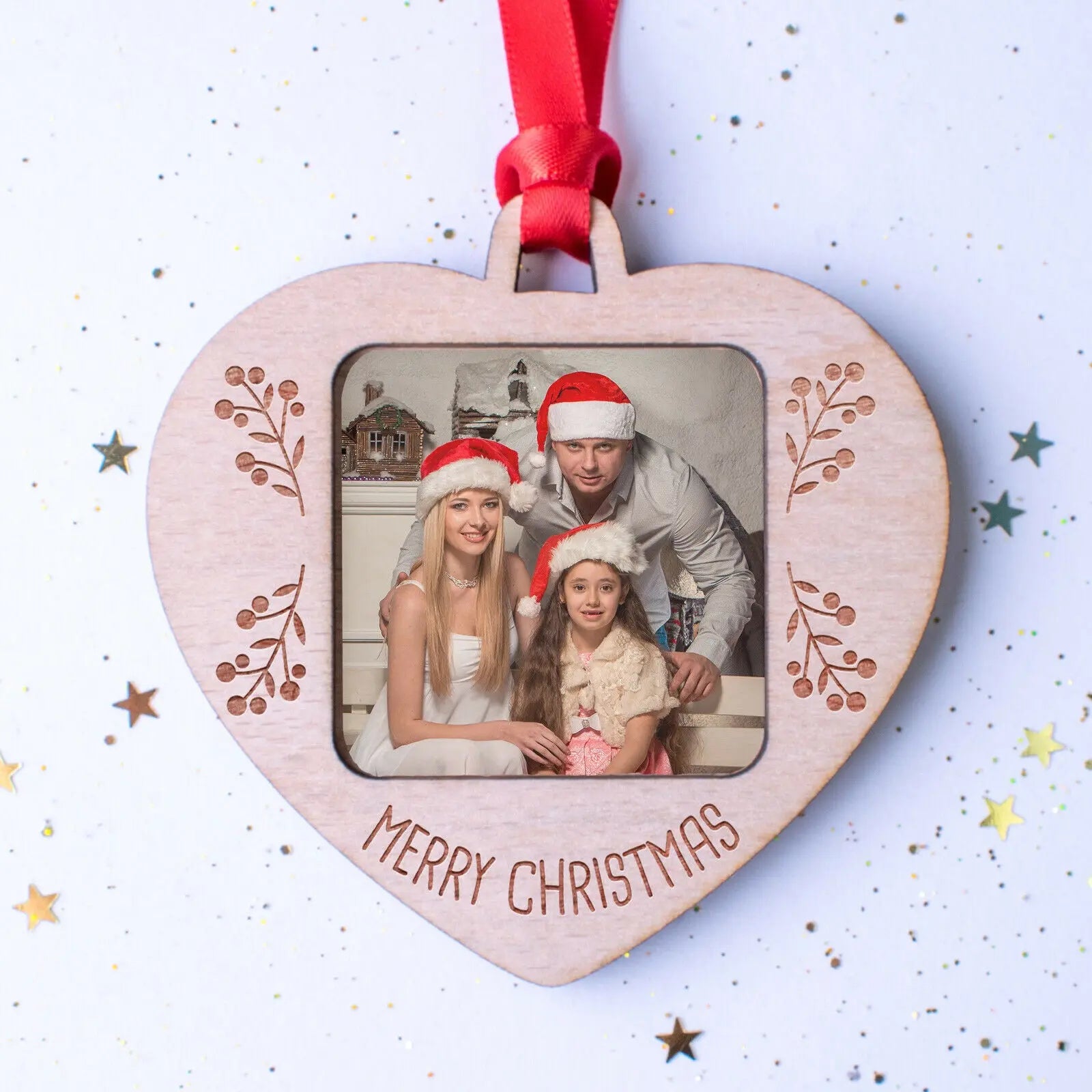 Personalised Christmas Photo Ornament - Heart Shape