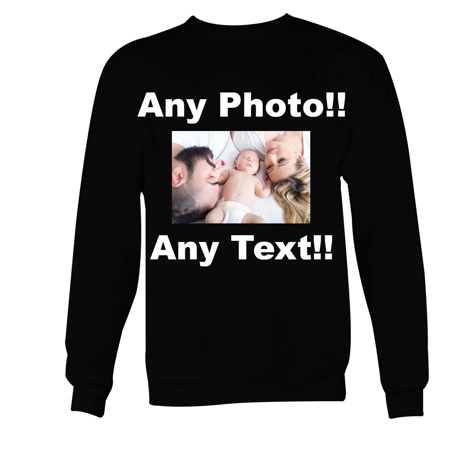 Personalised Photo Sweater Printed Custom Text Women Men Kids - CushionPop