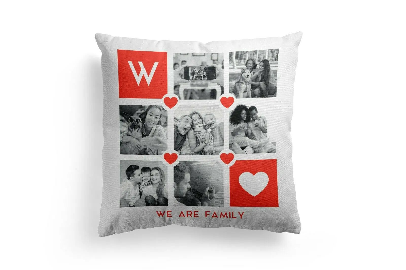 Personalised Cushion 7 Image Perfect Gift Décor  - Hearts - CushionPop