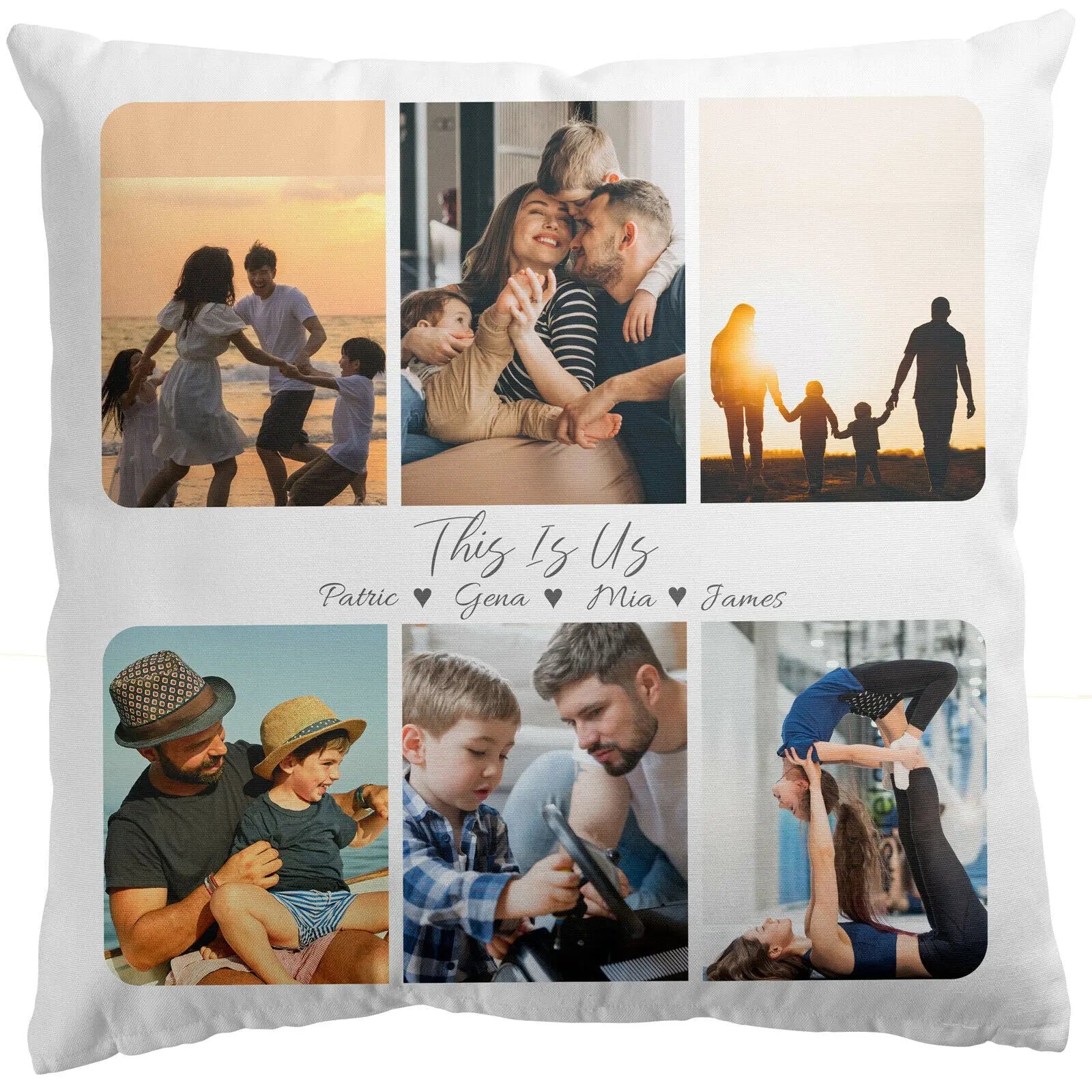 Personalised Collage Style  Cushion Cover  40x40cm  Photo Cushion - 6 Images - Messages
