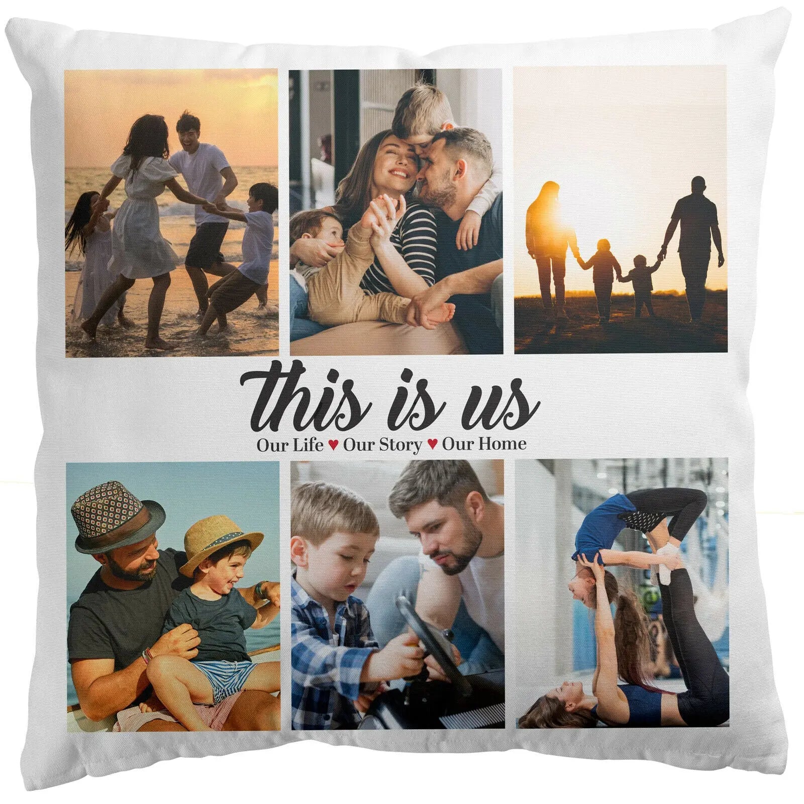 Personalised Collage Style  Cushion Cover  40x40cm  Photo Cushion - 6 Images - This Is Us - CushionPop