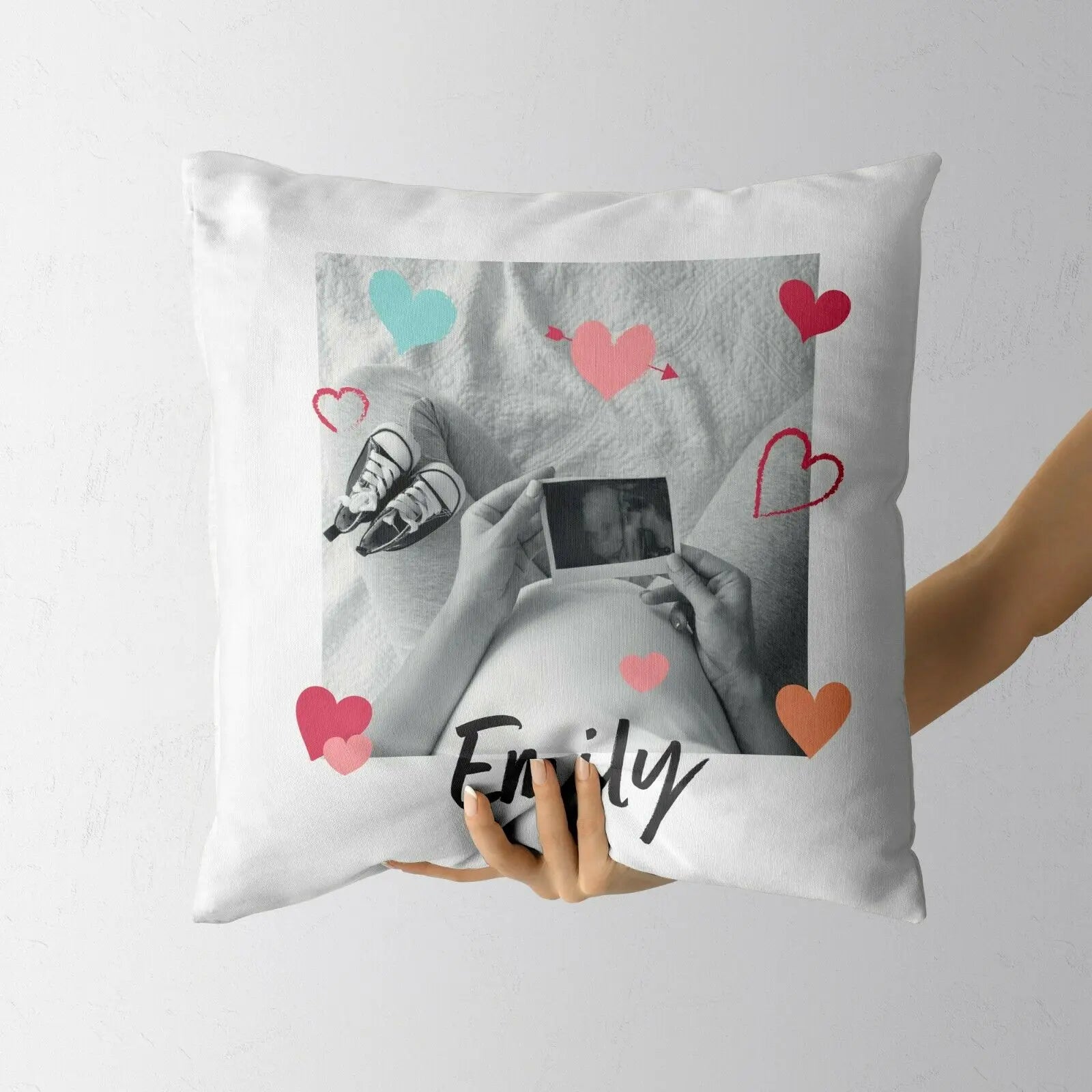Personalised Cushion 1 Image Perfect Gift Décor  - Bunch of Hearts - CushionPop