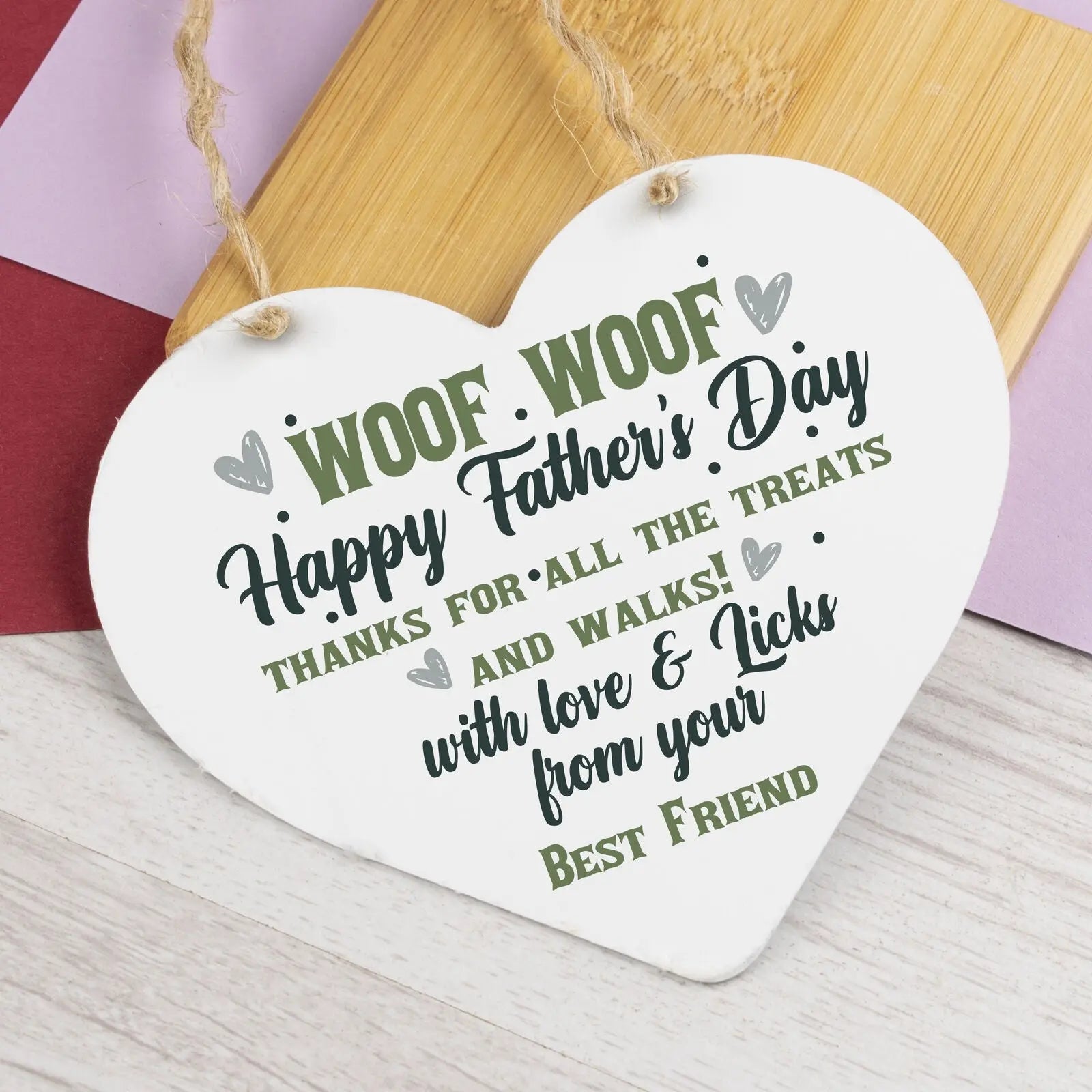Fathers Day Funny Gifts From The Dog Novelty Wooden Heart Dog Dad Gifts - CushionPop