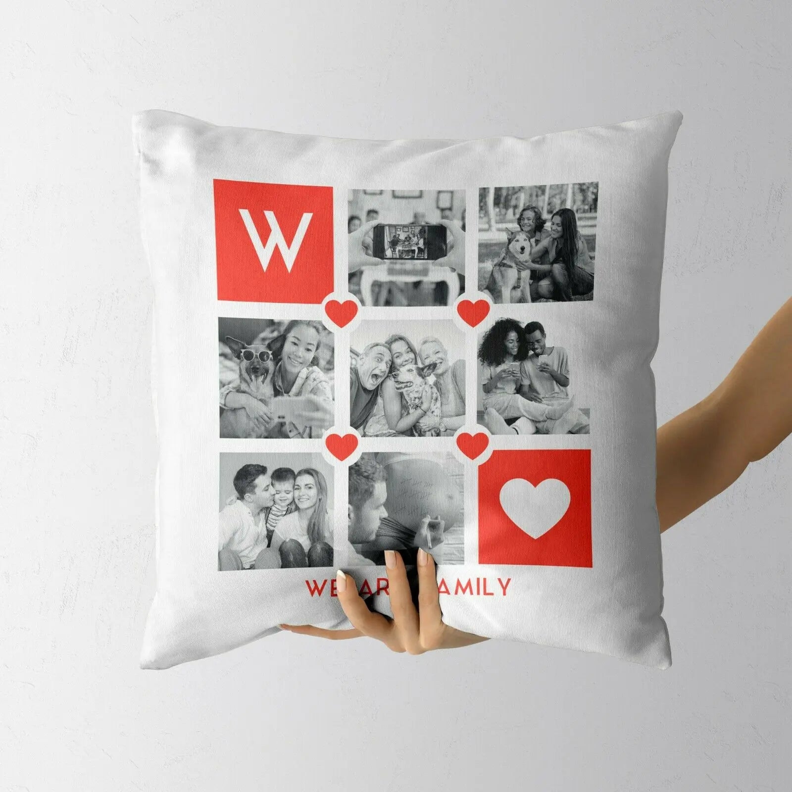 Personalised Cushion 7 Image Perfect Gift Décor  - Hearts - CushionPop